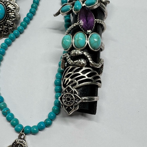 Ring size. 7, 8 & 9-Shyanne Turquoise and Silver Jewelry Set - Picture 3 of 3